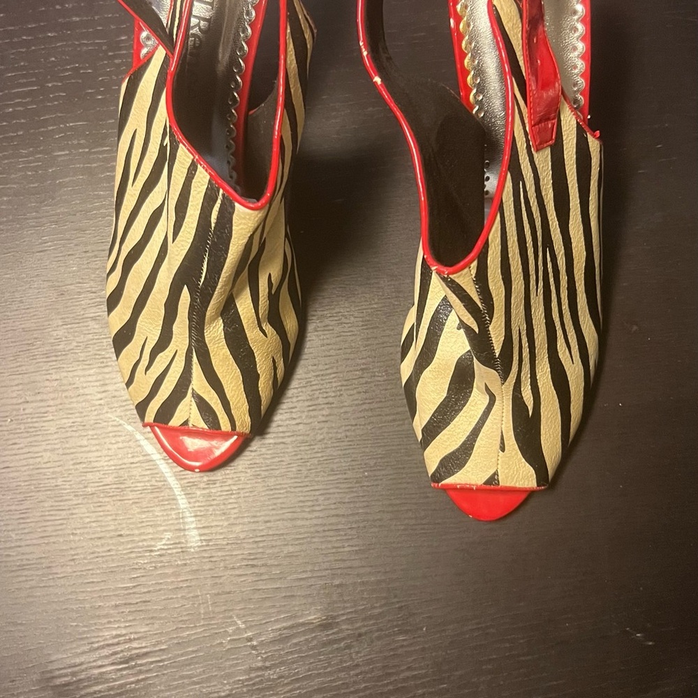 J.Renee Zebra Print Heels with Red Accents